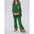 thumbnail image 2 of Conjunto de pijama navideño con estampado de rayas para mujer, blusa de manga larga con botones y cuello de solapa, pantalones largos, ropa de estar por casa de 2 piezas, pijamas, 2 of 4