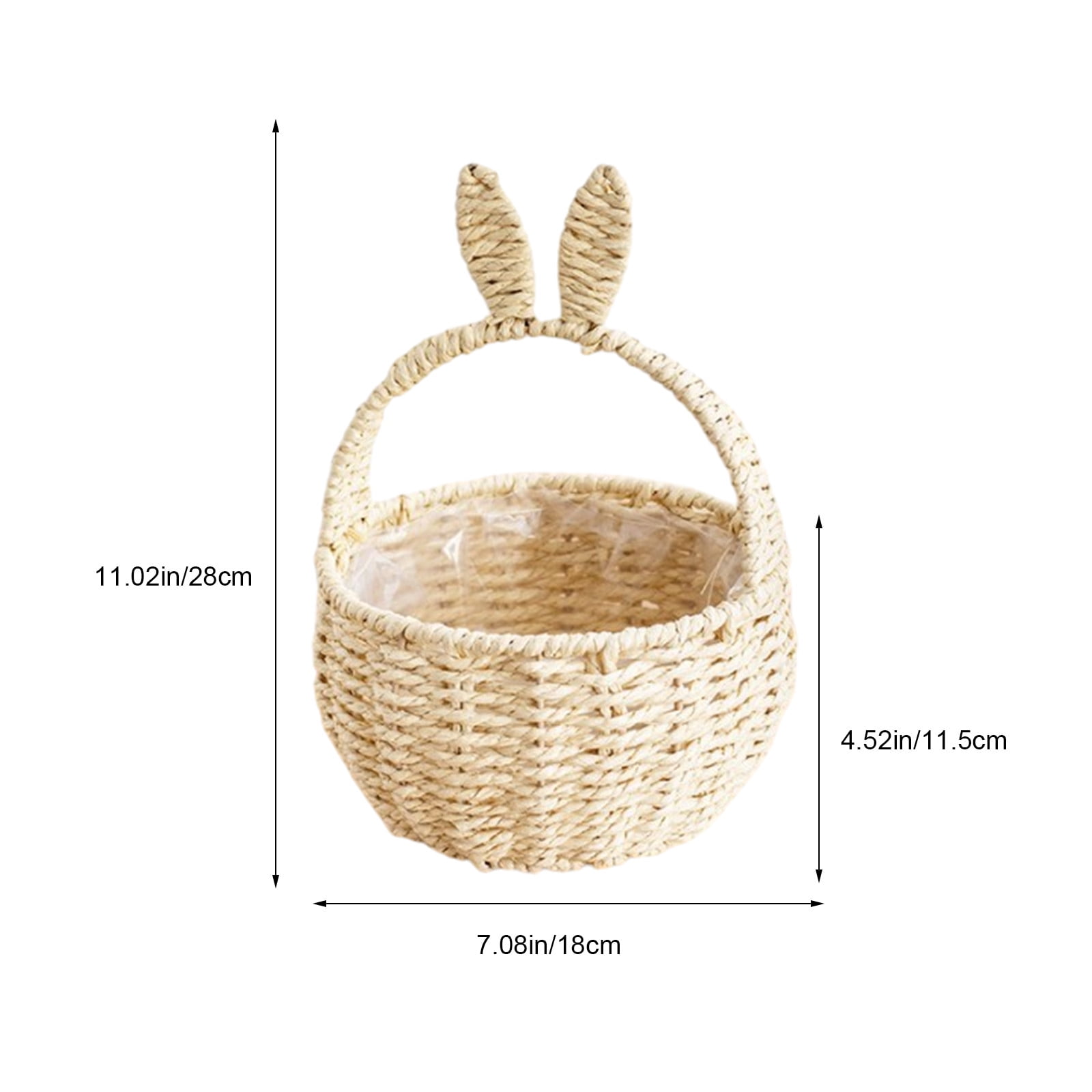 Yhmxh Easter Wicker Basket with Handle Bunny Ear Easter Woven Basket Picnic Basket for Kids Rabbit Ears Rattan Wicker Wine Woven Basket Empty for Candy Storage Toy Girl Party Easter Decorations-White