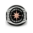 thumbnail image 2 of Metal Masters Mens Nautical Compass Sailing Ring 925 Sterling Silver Black Helm Anchor 23mm, 2 of 6