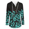 thumbnail image 3 of Hoodies for Women Floral Blouse Autumn Outfit Casual Long Sleeve Hooded Thin Sweatshits with Half Button Neck 2XL, 3 of 5