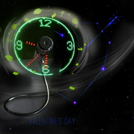 

Mini USB Powered LED Cooling Flashing Real Time Display Function Clock Fan