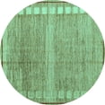 thumbnail image 1 of Ahgly Company Indoor Round Oriental Turquoise Blue Modern Area Rugs, 3' Round, 1 of 4