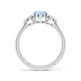 thumbnail image 2 of ANGARA Natural 1 ct Aquamarine and Diamond Three Stone Engagement Ring in 925 Sterling Silver for Women (Size-8x6mm) | March Birthstone, Anniversary, Jewelry Gift for Women | Natural Aquamarine Ring, 2 of 10