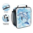thumbnail image 2 of Square Lunch Bag 10.5*3.5*9.5 Inches Cooler Bag Lunch Bag Insulation Portable Durable Fashion Blue Watercolor Dolphin Pattern, 2 of 6