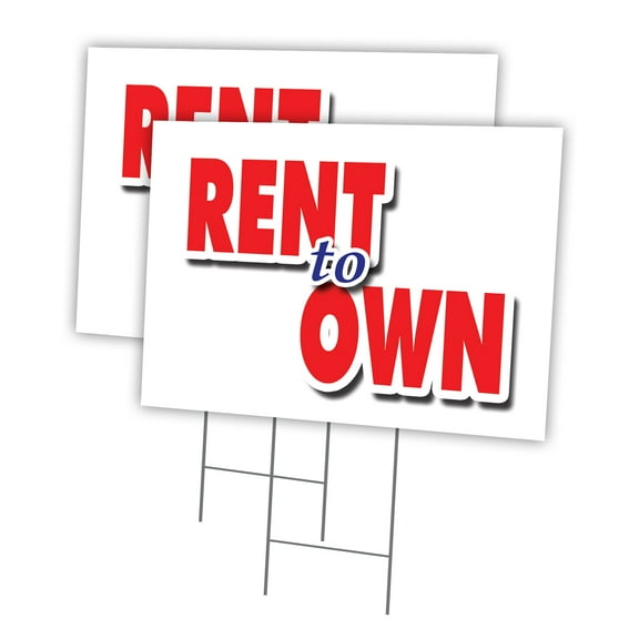 RENT TO OWN 2 Pack Of 12" x 16" Yard Sign & Stake | Advertise Your Business | Stake Included Image On Front Only | Made in The USA