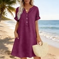 thumbnail image 5 of Women's Dresses Plus Size Solid Resort Dress Wrap V Neck for Summer, 5 of 5