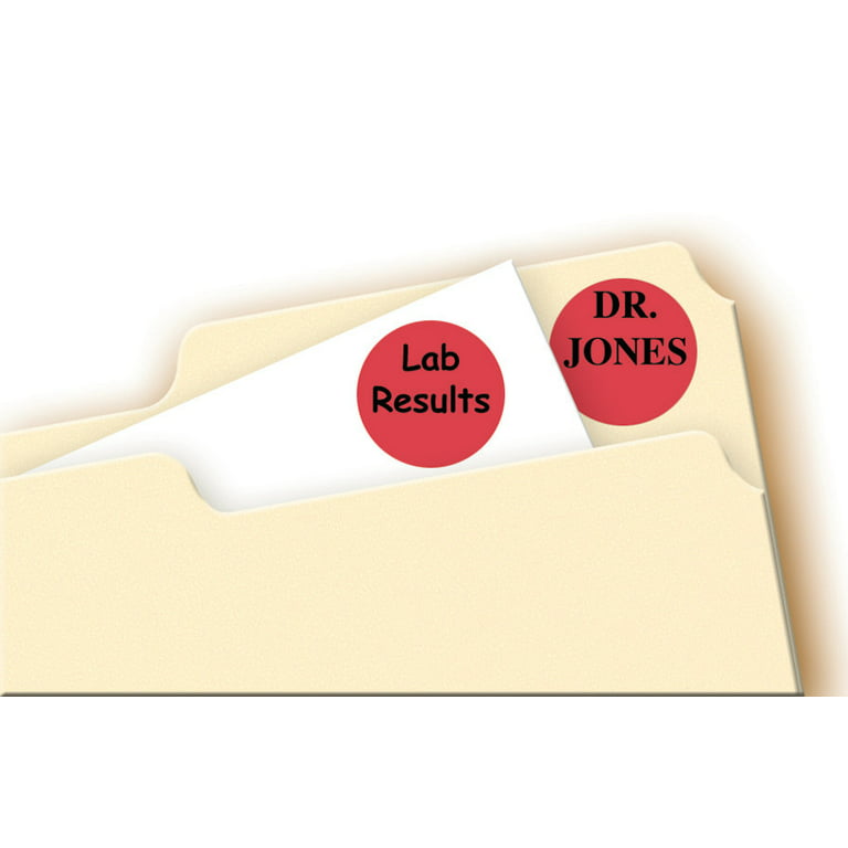 Avery Print/Write Self-Adhesive Removable Labels 0.75 Inch Diameter Red  1008 per Pack (5466) 5466
