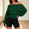 thumbnail image 2 of cocolona Off Shoulder Cropped Sweatshirts for Women Solid Color Long Sleeve Casual Shirts Sporty Trendy Fall Outfits, 2 of 7