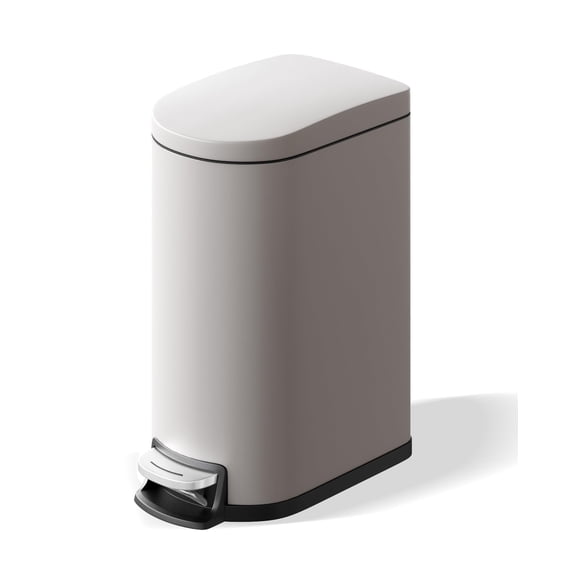 2.6 Gallon Bathroom Trash Can, Space-Saving Slim Stainless Steel Step Can with Soft Close Lid, Removable Inner Bucket for Bathroom & Bedroom