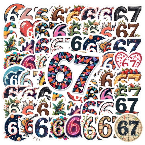 35pcs Six Seven Stickers Funny 6 7 Stickers Waterproof Vinyl Decals for Luggage Phone Notebook Water Bottle