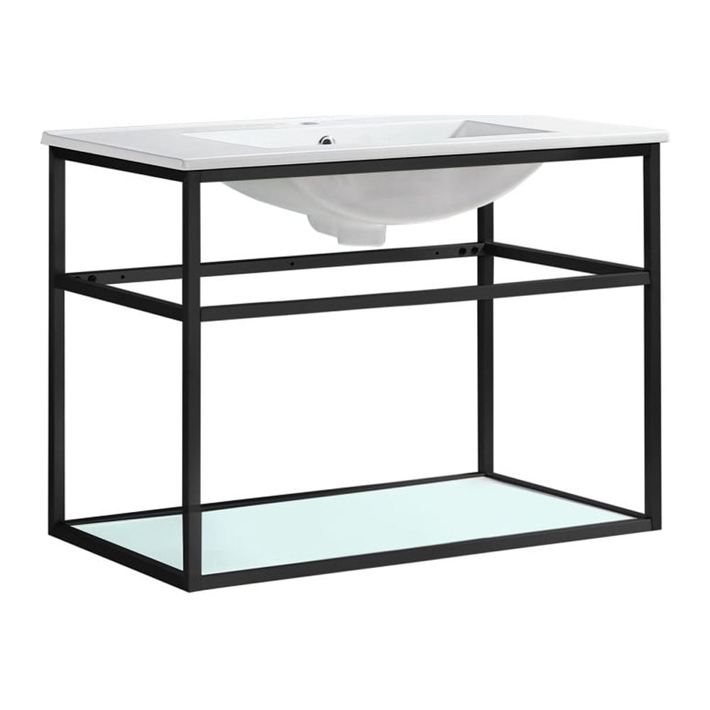 Pierre 30 Single, Open Shelf, Matte Black Metal Frame Bathroom Vanity