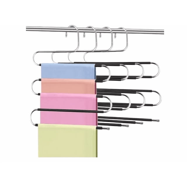 4 Ganchos Para Pantalones Xtellar plateado Perchas Acero Inoxidable 5-layers