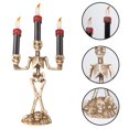 thumbnail image 5 of Candelabros de Halloween, velas, bombillas LED, esqueleto, calavera, soporte sin llama, funciona con pilas, parpadeante, espeluznante, 5 of 5