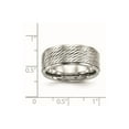 thumbnail image 2 of 9mm Stainless Steel Polished Ridged Edge Sparkle Cut Ring Size 9.5 - Ring for Women, 2 of 2