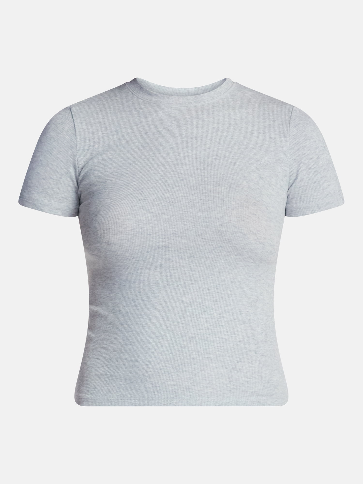 No Boundaries Cotton Stretch Ribbed Tee with Short Sleeves, Women's XS-3XL