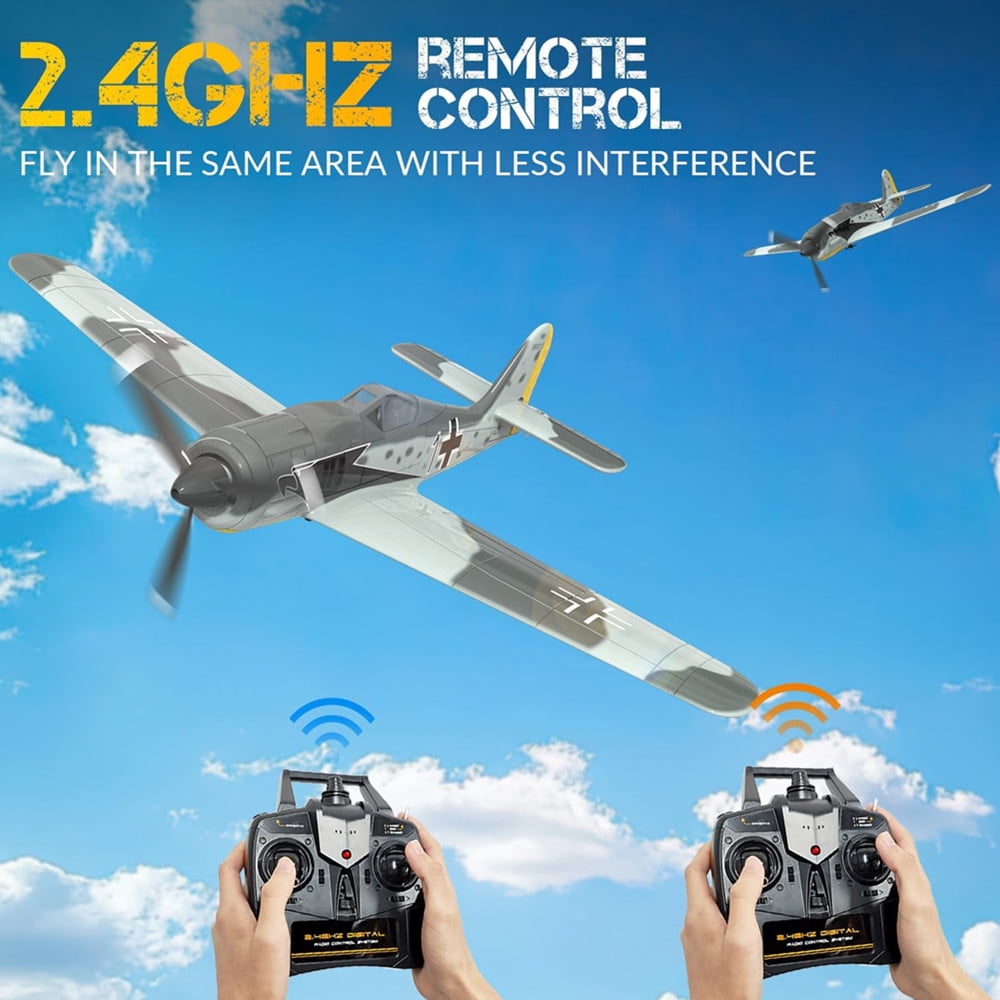 FW190 RC Plane 2.4G 4CH 6Axis Remote Control Airplane One Key Aerobatic RTF Fighter ﻿for Beginners