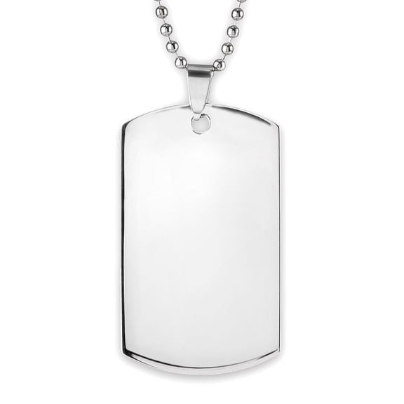 West Coast Jewelry Men's Polished Engravable Dog Tag Stainless Steel Necklace