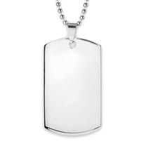 West Coast Jewelry Men's Polished Engravable Dog Tag Stainless Steel Necklace