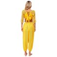 thumbnail image 3 of Alvivi Women Sequin Self-tie Back Belly Dance Crop Top Lantern Pants Bollywood Belly Dance Outfit Yellow One Size, 3 of 7