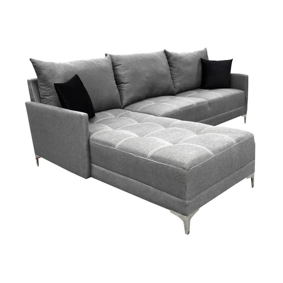 Sala esquinera El Bazar Store Caslon Gris plata, 260x180 cm, Lino nacional, Modular