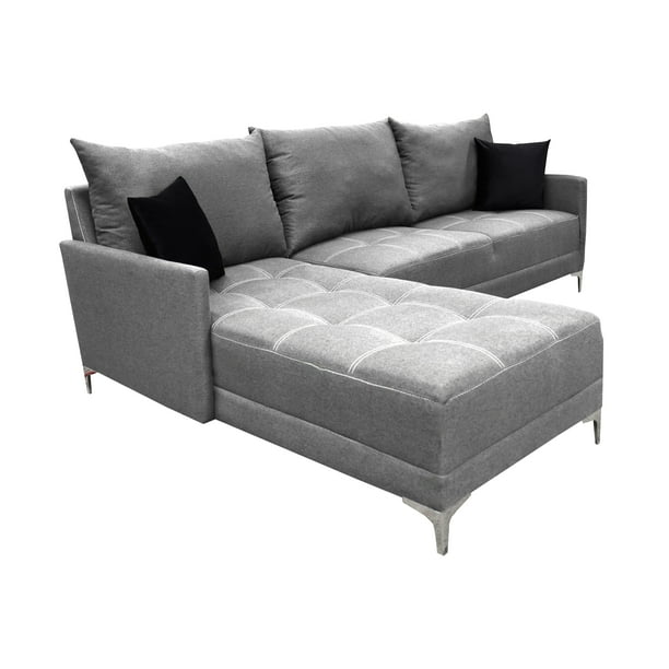 Sala esquinera El Bazar Store Caslon Gris plata, 260x180 cm, Lino nacional, Modular