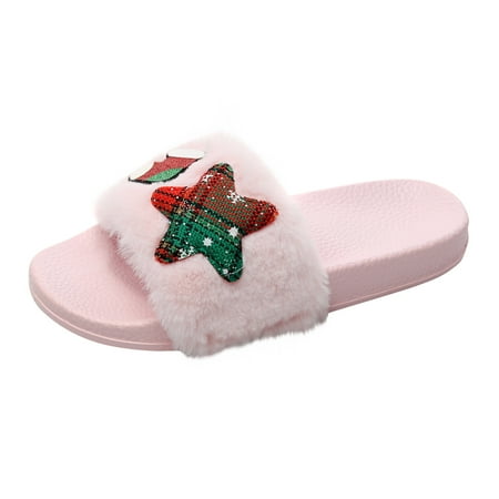 

Holiday Savings 2022! Feltree Women s Plush Comfortable And Soft Warm Home Casual Christmas Slippers Shoes Christmas Winter Clearance Savings Pink 39