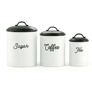 noonberry canister sets for kitchen counter, farmhouse canisters, set of 4  airtight coffee tea flour sugar canisters sets for