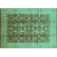 thumbnail image 1 of Ahgly Company Machine Washable Indoor Rectangle Oriental Turquoise Blue Traditional Area Rugs, 7' x 9', 1 of 4