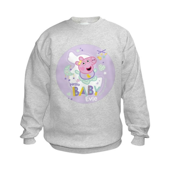 CafePress - Peppa Pig: Hello Baby Evie - Kids Sweatshirt, Youth Crew Neck Sweatshirt