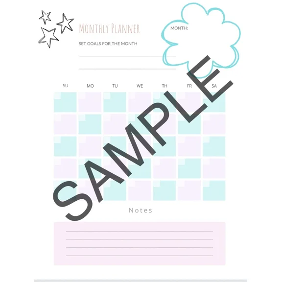 Undated Fun And Colorful Calendar Insert (Fits Classic Happy Planner)