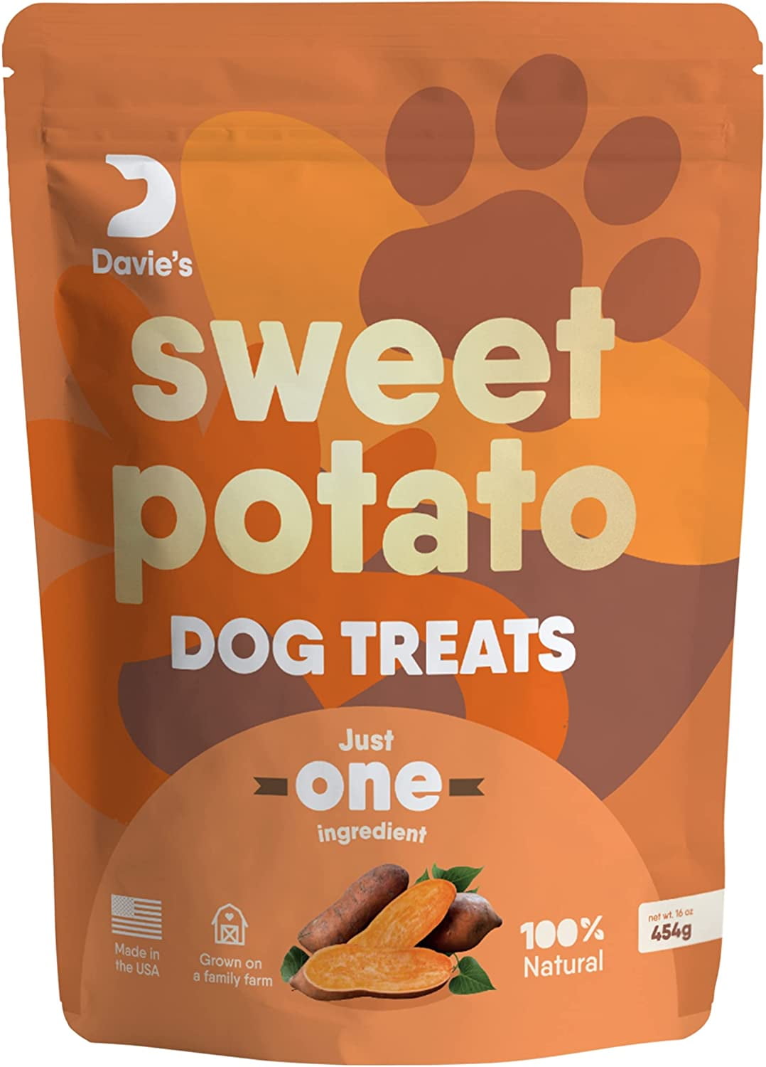 Sweet Potato Dog Treats by Davie's Naturals Made in The USA, High in