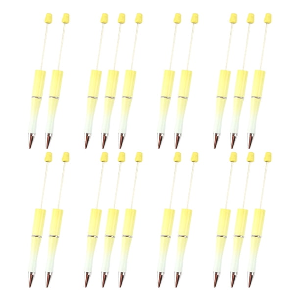20 bolígrafos de punta redonda con cuentas, para manualidades, para mujeres y niñas, surtidos, punta de 1,0 mm Amarillo