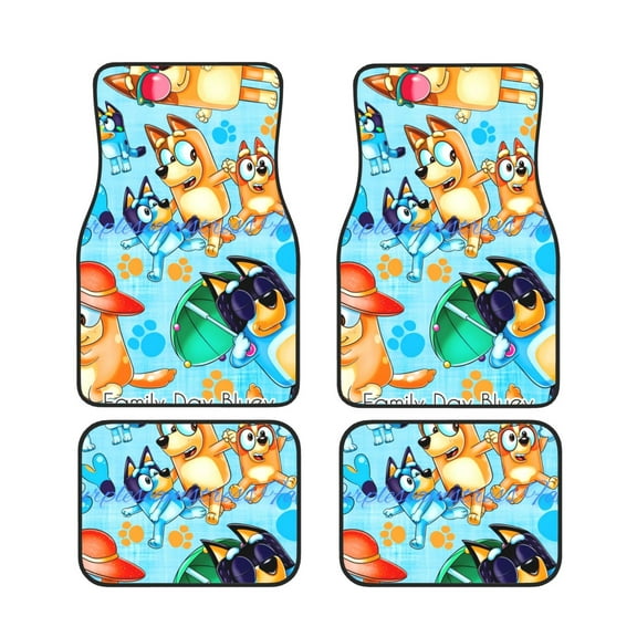 Gokiu Bluey for Car Floor Mats Set of 4 Universal Fit Automotive All-Weather Mats for SUV, Sedan, Van Car Accessories