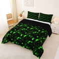 thumbnail image 2 of Manfei 3D Triangle Queen Comforter Set, Geometric Black Green Comforter Sets Queen, Black Reversible 3pcs, 1 Comforter and 2 Pillowcases, 2 of 6