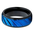 thumbnail image 3 of Silly Kings 8mm Blue Tungsten Carbide Wedding Ring Brushed Finish Tire Design Mens Band, 3 of 3