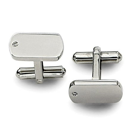 Stainless Steel Engravable Diamond Accent Cuff Links (0.03ct)