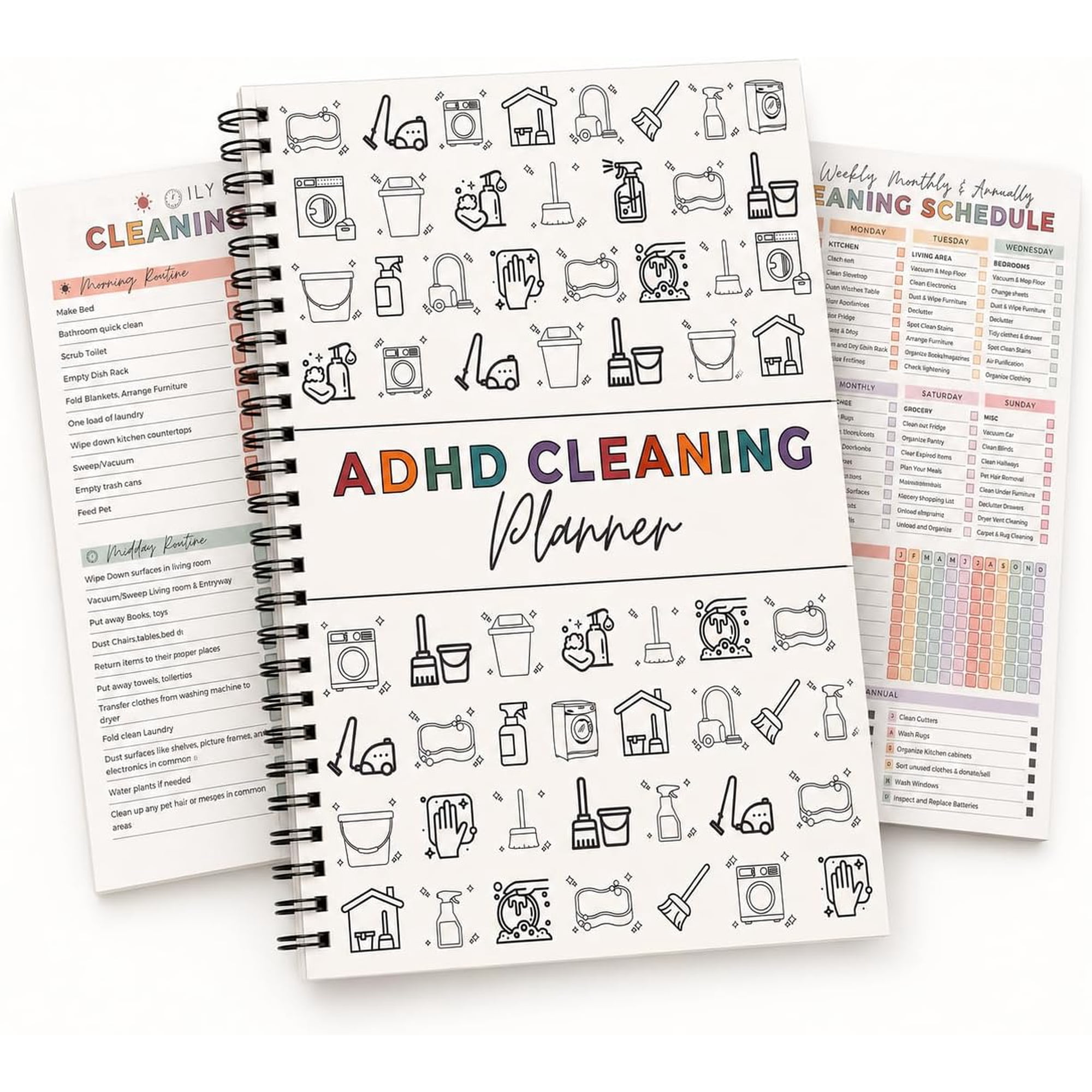 Ngardk Adhd Cleaning Planner and Organizing Planner Cleaning Schedule and Checklist for Adults