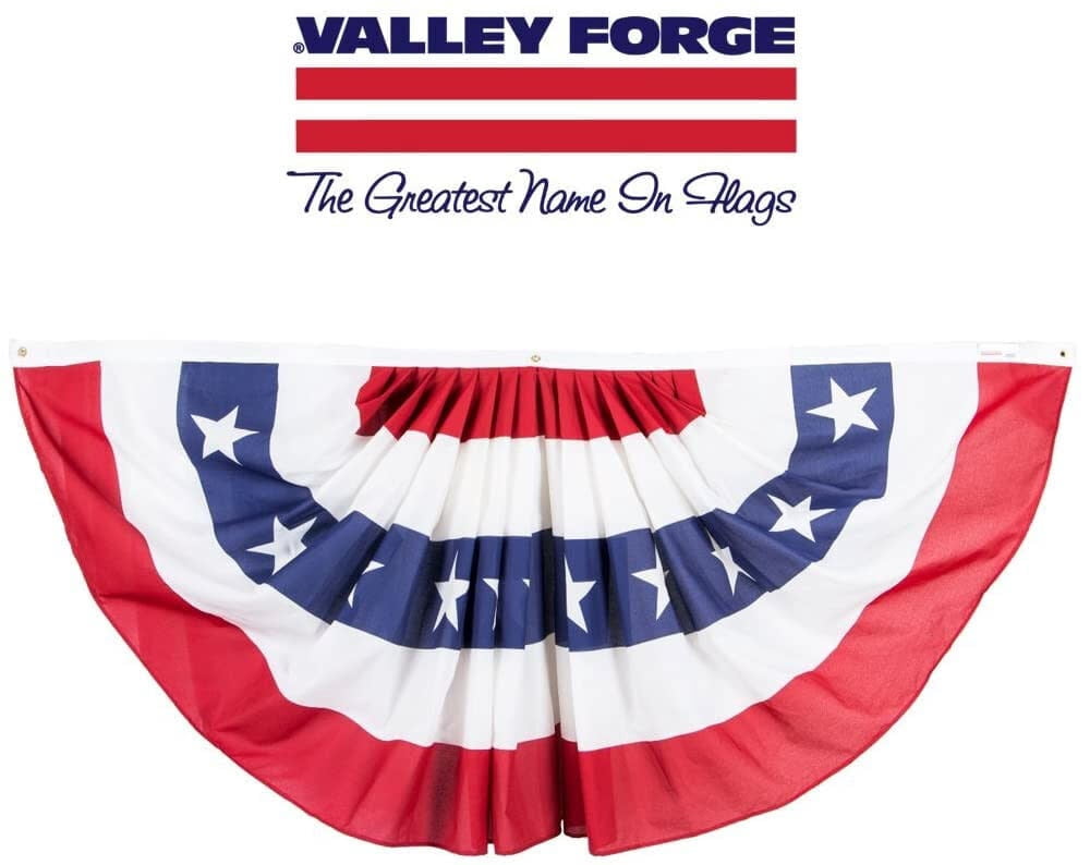 Valley Forge Flag PMF Pleated Mini Fan Flag With Stars Bunting, 1-1/2-Foot x 3-Foot