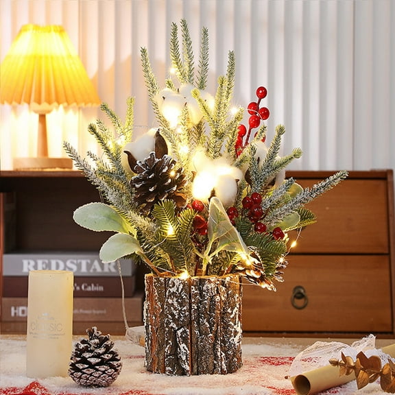 BOPORO Christmas Tree Glitter Sequin Christmas Tree Tabletop Decorations with LED Lights
