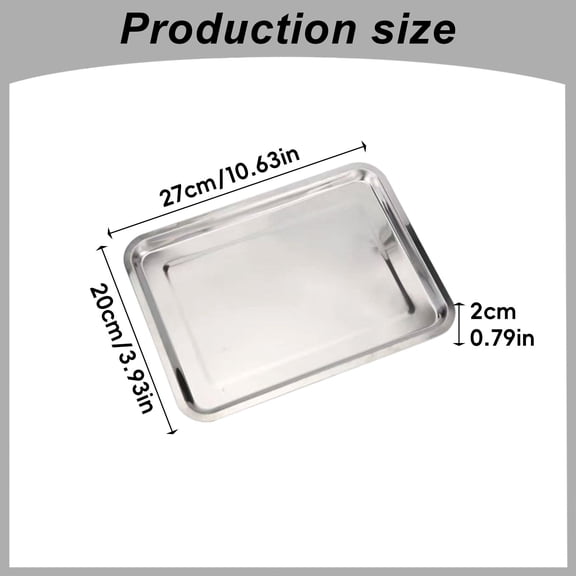 Rectangular Metal Serving Tray, Thickened Stainless Steel Tray, Stackable Fast Tray for Indoor Dining & Organizing, Multi-Purpose Steel Tray for Home Use