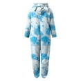 thumbnail image 7 of Women's Warm Fleece One Piece Zip-up Hooded Pajamas, Adult Onesie Sleepwear Cute Ear Hooded Jumpsuit for Winter, 7 of 7