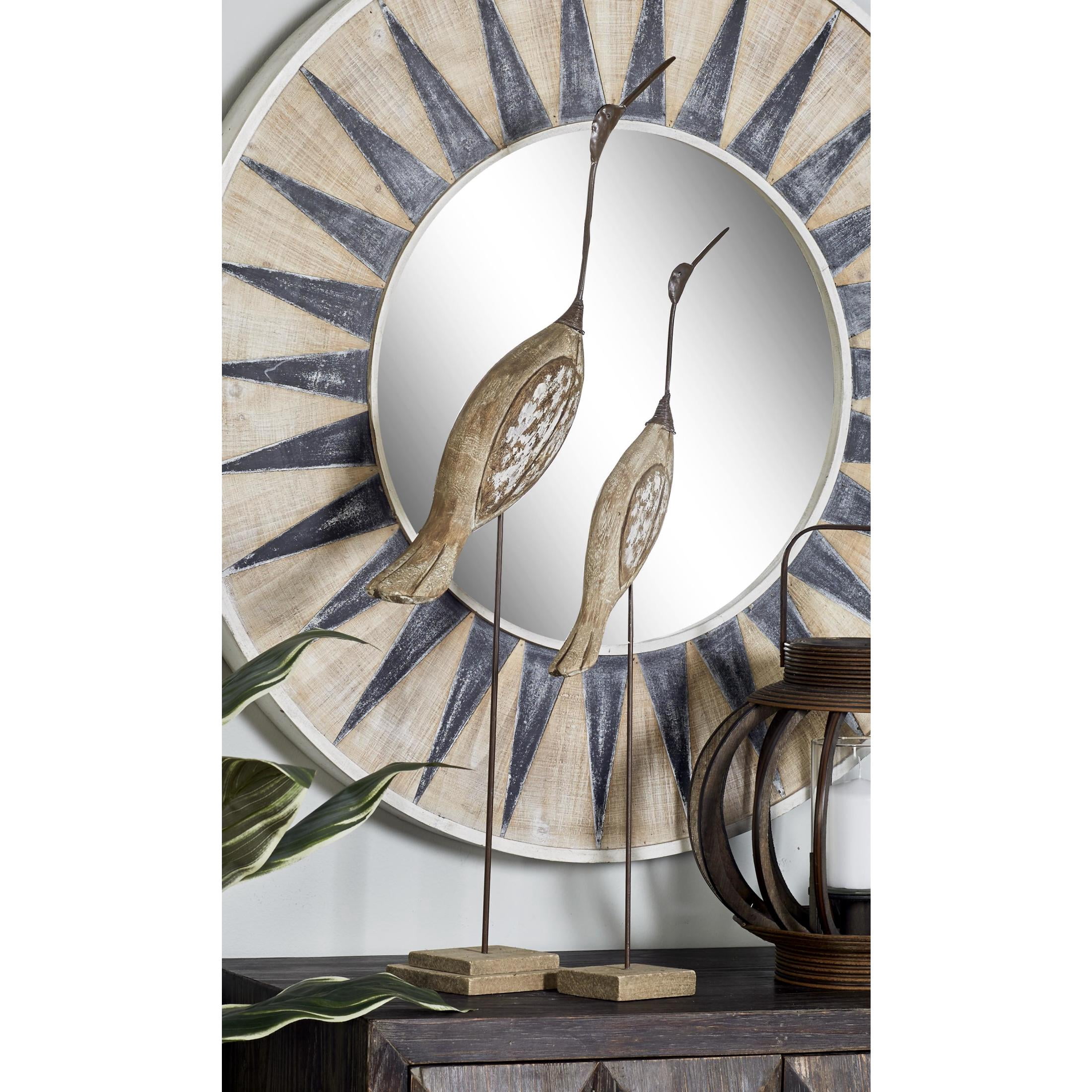 28", 34"H Brown Wood Bird Sculpture, by DecMode (2 Count)