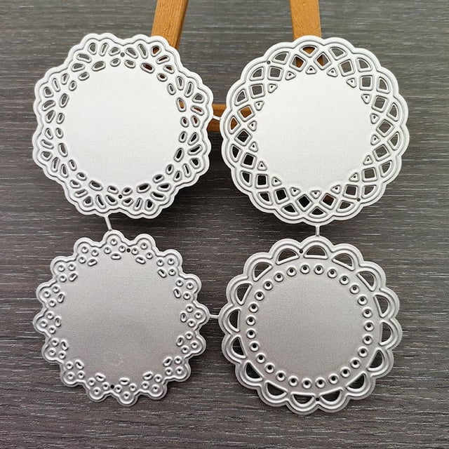 CPEI Troqueles metálicos de encaje con borde floral, 4 piezas para scrapbooking