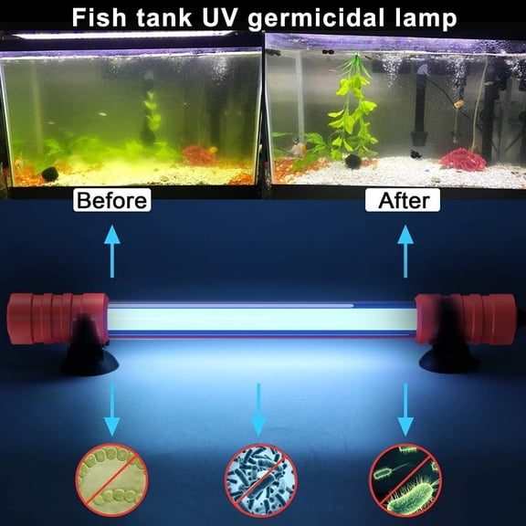 Aquarium UV Germicidal Light Sterilizer 13W - Submersible Fish Tank Pond Clean Lamp, 4-Timer (3H/6H/12H/24H), UVC Quartz Tube (US Plug)
