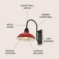 thumbnail image 4 of JONATHAN Y Stanley 12.25" 1-Light Farmhouse Industrial Indoor/Outdoor Iron LED Gooseneck Arm Outdoor Sconce, Red, 4 of 7