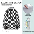 thumbnail image 5 of Black and White Checkered Backpack for School,Cute School Bag,Schoolbag with Adjustable Shoulder Straps & Padded Back,15.3"x11"x7.1".﻿, 5 of 6