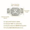 thumbnail image 4 of Tilo Jewelry Solid 925 Sterling Silver Solitaire Halo Princess-Cut Pave Band | Size 13 | Classic Statement Pinky Ring for Men, 4 of 7