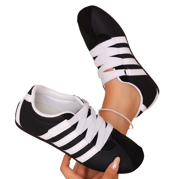 EKVAHL Women’s Striped Slip On Retro Trainer Sneakers, Rounde Toe Casual Lightweight Shoes Non-Slip Walking Athletic Flats