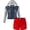 Red, variant on FashionMille Women Trucker Fleece Sleeve Denim Jacket With Raw Hem Ribbed Denim Shorts
