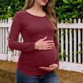 thumbnail image 4 of Annhoo Women's Long-Sleeved Maternity Shirts Soft Crew Neck Solid Color Pullover Dressy Comfy Tunic Pregnant Basic Tops, 4 of 7